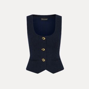 O Button Cotton Tweed Waistcoat