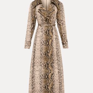 Snake Print Cotton Trench Coat